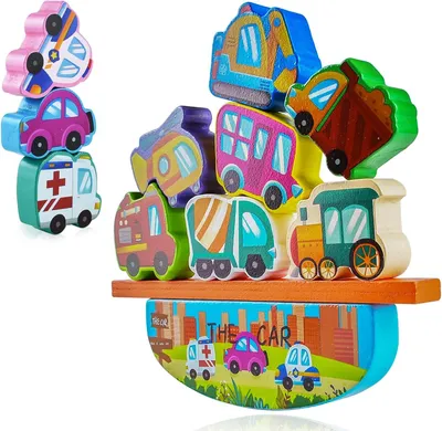 Produktbild von Generisch Stapelspiel Holzspielzeug,Balance Spiel Kinder,Stapeln Bausteine,Holzauto Stapelspiel,Motorikspiel Holzspielzeug Stapelspielzeug,Montessori
