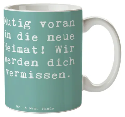Produktbild von Mr. & Mrs. Panda Kaffeebecher Spruch Umzug in eine neue Stadt - Meeresbrise - Geschenk, Veränderungen, Heimat, neuen Erfahrungen, Motivation, Kaffeetasse, Trost, Tasse