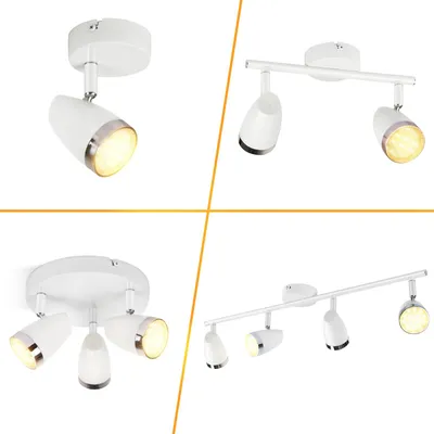 Produktbild von ZMH LED Deckenstrahler Modern Weiß Serie Deckenleuchten 1/2//3/4 Flammig Warmweiß 3000 K schwenkbar 350° Deckenleuchte für Wohnzimmer Flur Esszimmer