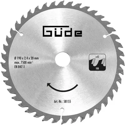 Produktbild von Güde HM-Sägeblatt HM 190x20x42Z für Handkreissäge