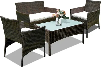 Immagine prodotto di TolleTour Mobili da giardino Set da giardino Salotto da giardino Mobili in rattan Set di sedute Set da balcone marrone