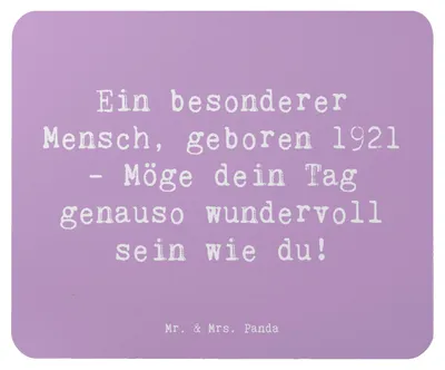 Produktbild von Mr. & Mrs. Panda Mauspad Spruch 1921 Geburtstag - Lavendeltraum - Geschenk, Erinnerungen, pc mousepad, Jubiläum, Geburtstagsgeschenk, mausteppich, Happy Birthday, Alter