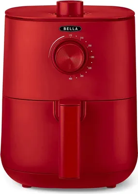 3 L Manuelle Heißluftfritteuse, ölfreies Frittieren, Spülmaschinenfeste Antihaft-Pfanne und Frittiergestell für Einfache Reinigung, Matte Rot