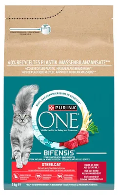 Zdjęcie produktu dla Purina ONE Bifensis Sterilcat 3kg Sucha Karma z Wołowiną Dla Kota Sterylizowanego