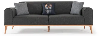 Produktbild von Moderner Grauer 3-Sitzer s Stoffsofa Wohnzimmer Couch Sitzmöbel