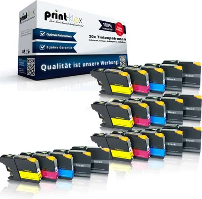 Produktbild von Print-Klex 20x kompatible Tintenpatronen kompatibel mit Brother LC121 LC123 DCP J552 DW DCP J752 DW  MFC J6920 DW MFC J870 DW MFC J285 DW MFC J470 DW MFC J475 DW - Sparpack - Eco Office Serie