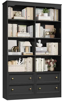 Produktbild von Bücherregal mit 4 Schubladen und 8 Fächern 180 cm schwarz