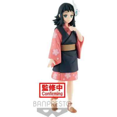 A figurine of a character from Demon Slayer: Kimetsu No Yaiba, standing against a white background.