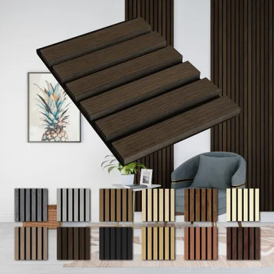 Produktbild von HEXIM Akustikpaneele 280x30cm Wandpaneele Grande Lamellen MDF Holz 0,85m² XXL Echtholzfurnier Wand 21mm Filz