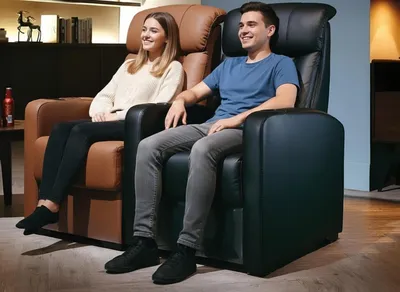 Zdjęcie produktu dla Dwuosobowy fotel z obiciem skórzanym, w nowoczesnym stylu, z uchwytami na napoje