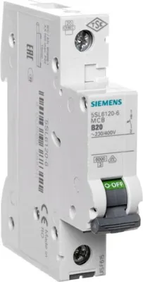 Produktbild von Siemens Automat B 20A 5SL61206 230/400V 6kA 1p