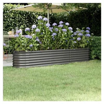 Produktbild von Hochbeet aus Metall für Kräuter, Blumen und Gemüse 224x40x36 cm Grau