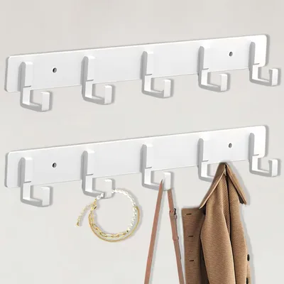 Produktbild von Wandgarderobe Metall, 2 Stück, 5 Haken, für die Wandmontage