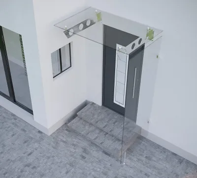 Produktbild von Seitenteil Wind- und Regenschutz für Vordach Klarglas 200 x 80 cm 9,54mm VSG