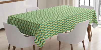 Produktbild von ABAKUHAUS Geometrisch Tischdecke, Dichromatic Kreise und Quadrate Zusammensetzung, 140 x 200 cm, Creme Seafoam