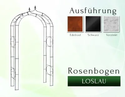Produktbild von Rosenbogen LOSLAU Gesamtbreite 1,00 m Verzinkt Gartendeko Pergola Metallrosenbogen Gartenbogen Rosensäule