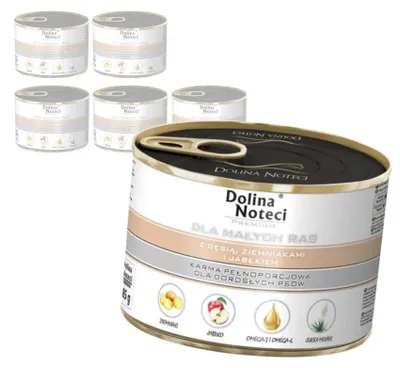 Produktbild von Dolina Noteci Premium 6x185g Nassfutter für kleine Hunderassen mit Gans, Kartoffeln und Apfel