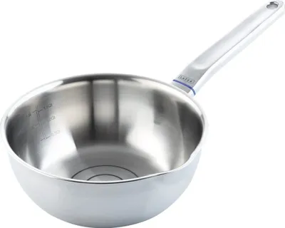 Produktbild von ELO Sauteuse Ø 20 cm LAFER, Kochtopf aus 18/10 Edelstahl und Aluminium mit Abgießrand, Kochgeschirr für Ceran-, Gas-, Elektro-, Induktionsherde - spülmaschinengeeignet, Farbe: Silber