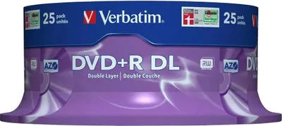 Produktbild von Verbatim DVD+R Double Layer 8x Matt Silver 25pk Spindle, Spindel