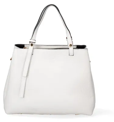 Immagine prodotto di Borsa a mano da donna, in pelle, con chiusura a zip, tracolla removibile, prodotta in Italia