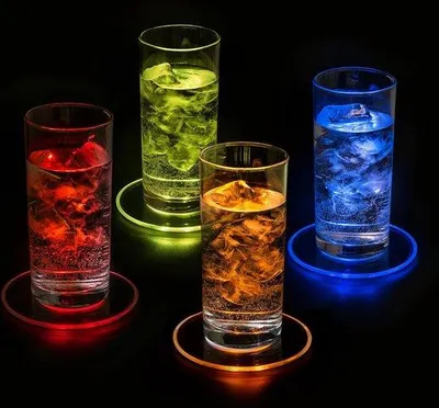 Produktbild von Runde Akryl-Untersetzer mit LED-Beleuchtung für Gläser und Flaschen