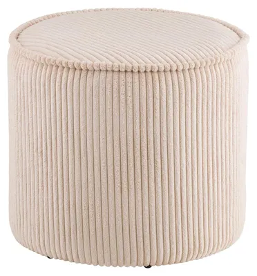 Image de Pouf Taupo en velours côtelé beige ø40×35 cm