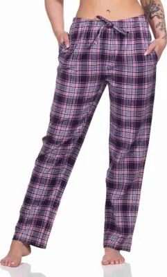 Produktbild von Dame Flanell Schlafanzug Hose kariert aus Baumwolle - ideal zum relaxen - 202 222 15 602 ; beere , 40-42