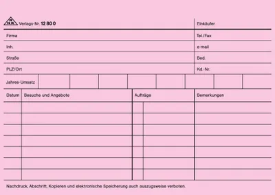 Produktbild von RNK Vertreterkarteikarte A6 rosa 100St