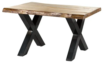 Produktbild von MASSIVMOEBEL24.DE Baumtisch Mango 160x90x77 natur lackiert / X-Beine anthrazit glänzend FREEFORM 5
