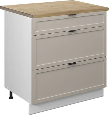 Imagen del producto de Mueble bajo de cocina Vicco Fame-Line GrisBeige 80 cm con 3 cajones, ET Roble, Model 50365