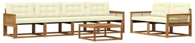 Produktbild von vidaXL Outdoor-Sofagarnitur mit Kissen 7 pcs Natur und Creme