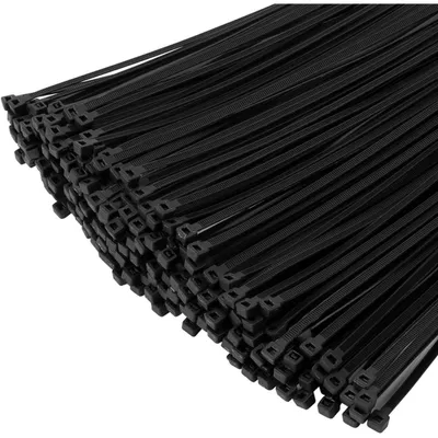 Immagine prodotto di Fascette stringicavo nere, confezione da 1000 pezzi, lunghezza 300 mm, larghezza 4,8 mm, resistenti ai raggi UV, resistenza alla trazione: 22,7 kg