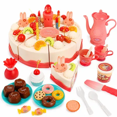 Produktbild von 82-teiliges DIY-Geburtstagstorten-Spielset mit Licht und Musik, KI-generiertes Bild