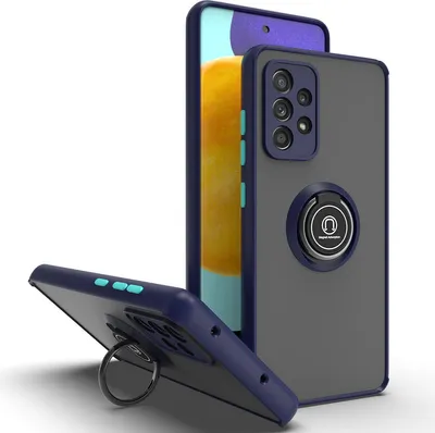 Produktbild von Samsung A72 Hülle, Ring Halter Ständer Matte Transluzent TPU Rahmen Stoßfest Schutzhülle für Samsung Galaxy A72 5G / 4G Blau