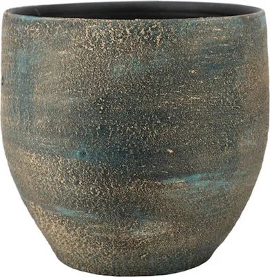 Produktbild von INNA-Glas Keramik Blumentopf, Farbverlauf, blau-Gold, 20 cm, Ø 20 cm - Keramiktopf