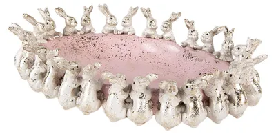 Obrázek produktu pro Clayre & Eef Dekorativní mísa s motivem králíka, 26 x 19 x 7 cm, béžovo-růžová, plast