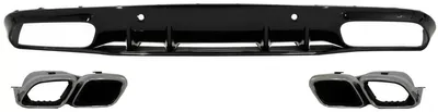 Imagen del producto de Difusor para parachoques delantero de Mercedes Clase C (C205) A205, modelos 2014-2019, con salidas de escape que imitan el diseño del C63S (estilo restyling).
