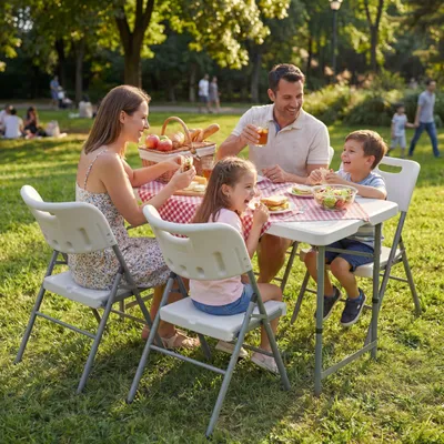 Immagine prodotto di Tavolo pieghevole da 4 piedi, per uso esterno, ideale per buffet da campeggio