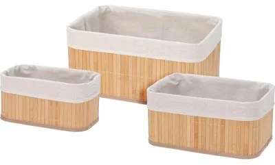 Image de Homestyling KO-KR8100530 Košíky do koupelny úložné sada 3 ks bambus