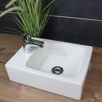 Produktbild von Waschbecken Hängewaschbecken Aufsatzwaschbecken 38,5 x 28 cm Gäste-WC Wandwaschbecken Keramik
