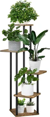 Produktbild von Balkon- und Terras-Tisch 5-Schicht 106 cm Metallischer Blumenständer für Innenraum für mehrere Pflanzen Winkelstände für Wohnzimmer Balkon Schlafzimmer