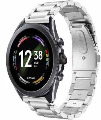 Produktbild von Strap-it Stahlarmband - Kompatibel mit Fossil Gen 6Armband 44mm Fossil uhrenarmband Fossil ersatzarmband Edelstahl für Smartwatch 22mm Armband Silber 22mm