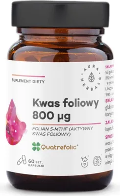 Zdjęcie produktu dla Aura Herbals kwas foliowy 800 µg 60 kapsułek BI8999