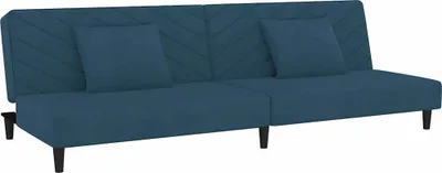 Imagen del producto de vidaXL Sofá cama de 2 plazas con 2 cojines, color azul, tapizado en terciopelo