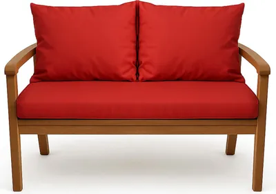 Produktbild von Gartenkissen Set Rot – 120x60 + 2x50x56 cm – Für Gartensofa – Weiche Auflagen für Rattan/Polyrattan – Abnehmbare Bezüge