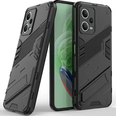 Produktbild von Armor Hülle für Xiaomi Poco X5 /Redmi Note 12 5G, Hybrid PC TPU Bumper Stoßfestes Schutzhülle mit Standfunktion Schwarz