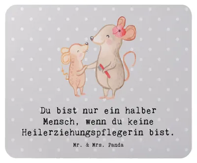 Produktbild von Mr. & Mrs. Panda Mouse Pad Heilerziehungspflegerin Herz - Grau Pastell - Geschenk, Mousepad, Ausbildung, Spruch, computer mauspad, pc, Witzig, mausunterlage, Lustig