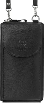 Produktbild von Paolo Peruzzi Echtes Leder Damen Geldbörse mit Umhängeband 2in1 Tasche Schwarz