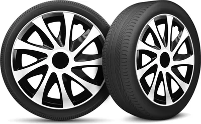 Produktbild von Auto Radkappen Radzierblenden 4er Set passend für alle Stahlfelgen - einstellbarer Sicherungsring - 13 Zoll - Weiß Schwarz