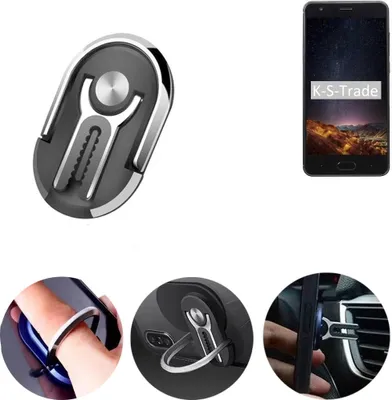 Produktbild von K-S-Trade 3in1 Smartphone-Ring Handy-Ring kompatibel mit Doogee X20L Fingerhalterung  Handyring Tischständer Lüftungsgitter-Halterung Tisch Ständer